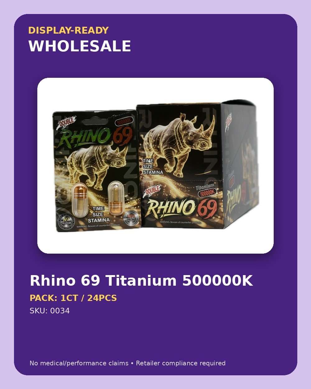Rhino 69 Titanium 500000K - wholesale pack and details