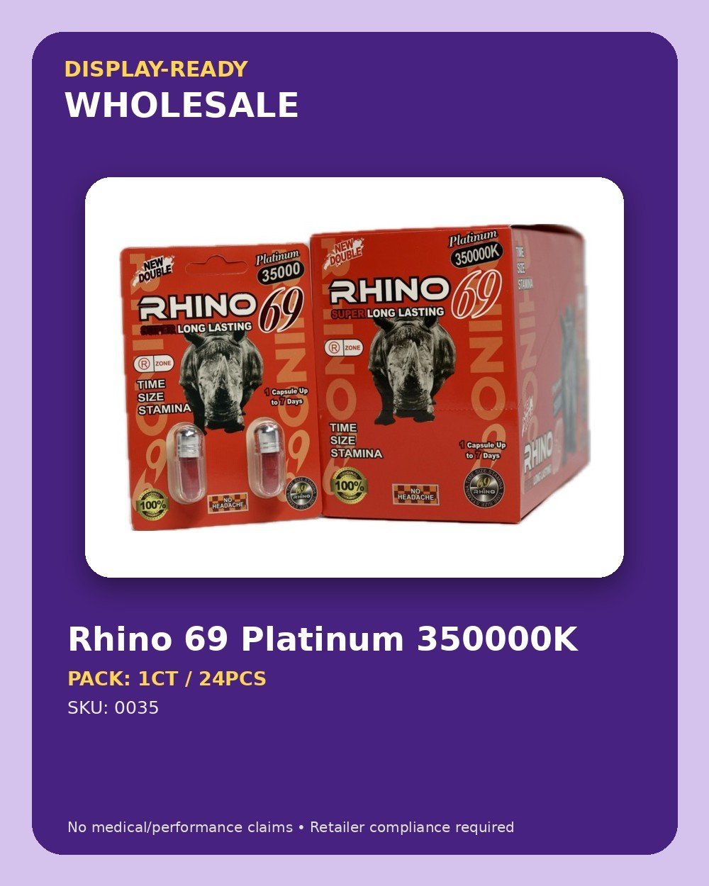 Rhino 69 Platinum 350000K - wholesale pack and details