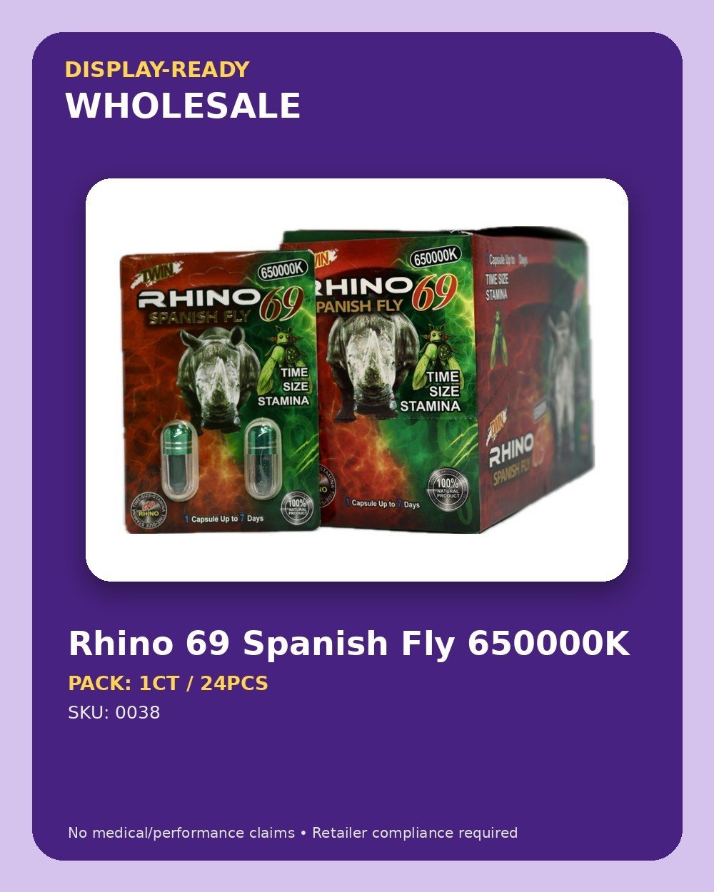 Rhino 69 Spanish Fly 650000K - wholesale pack and details