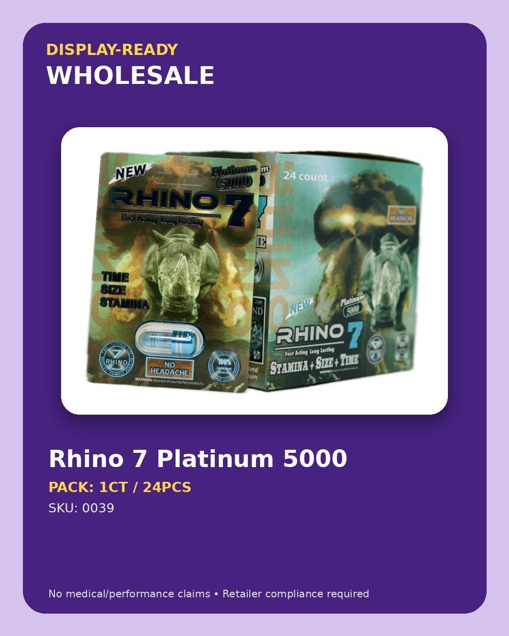 Rhino 7 Platinum 5000 - wholesale pack and details