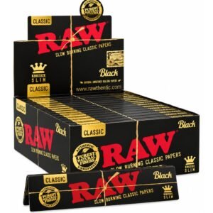 RAW Black King Size Slim Rolling Papers 32 Leaves (Rolling Papers)