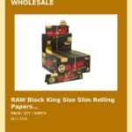 RAW Black King Size Slim Rolling Papers 32 Leaves (Rolling Papers) - wholesale pack and details