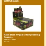 RAW Black Organic Hemp Rolling Papers 32 Leaves (Rolling Papers) - wholesale pack and details