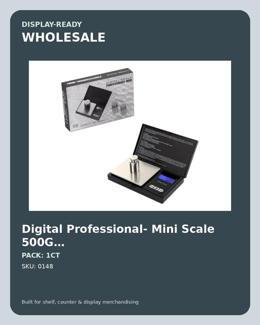 Digital Professional- Mini Scale 500G x 0.01G Includes 2 AAA Batteries - wholesale pack and details