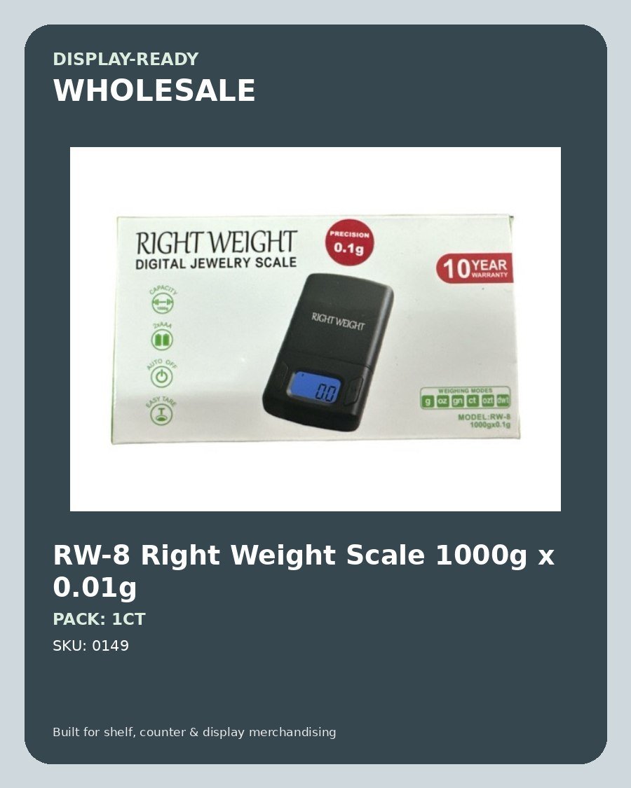 RW-8 Right Weight Scale 1000g x 0.01g - wholesale pack and details