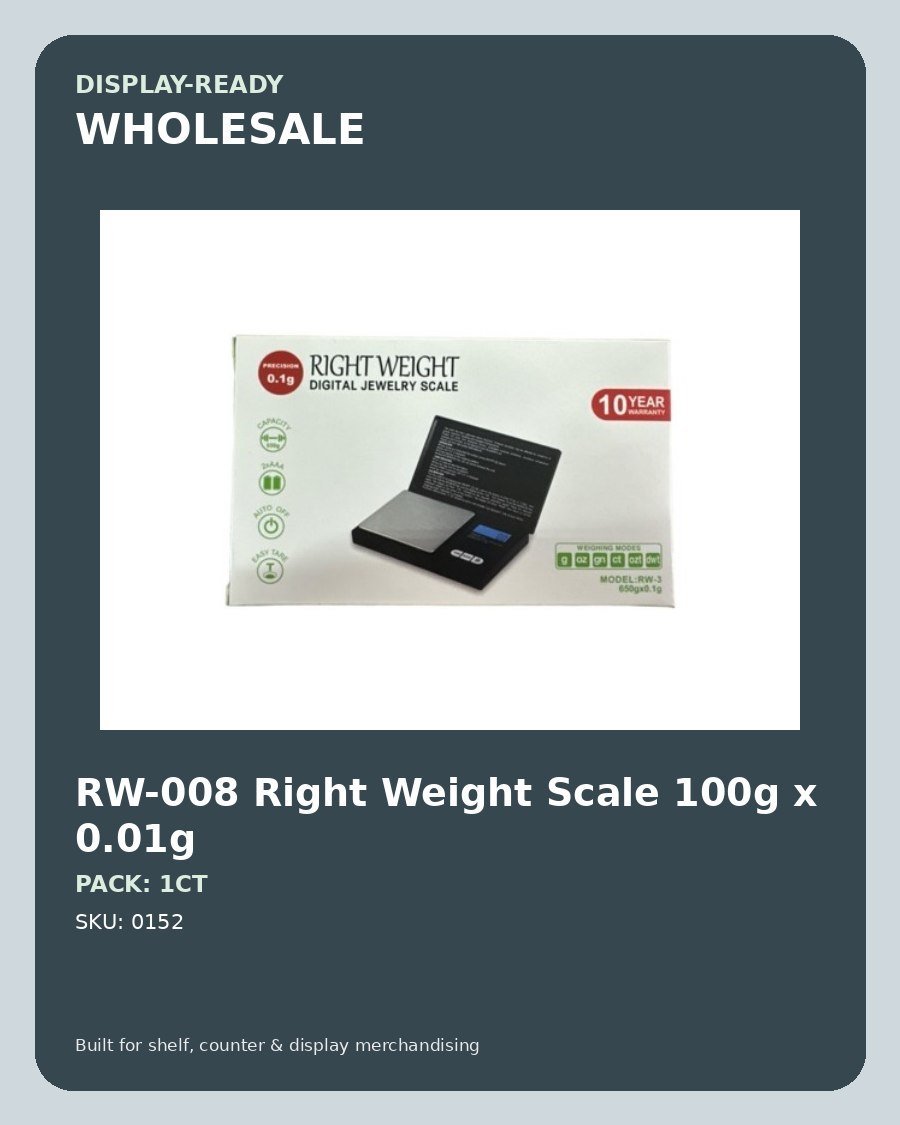 RW-008 Right Weight Scale 100g x 0.01g - wholesale pack and details