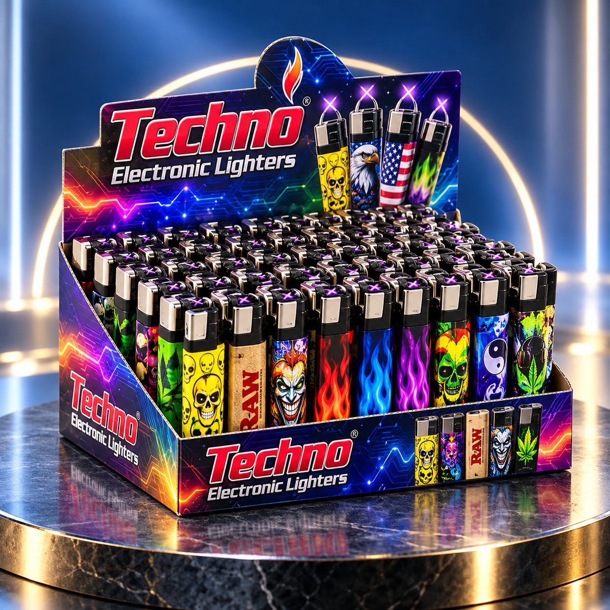 Techno Electronic Lighters - Assorted Designs