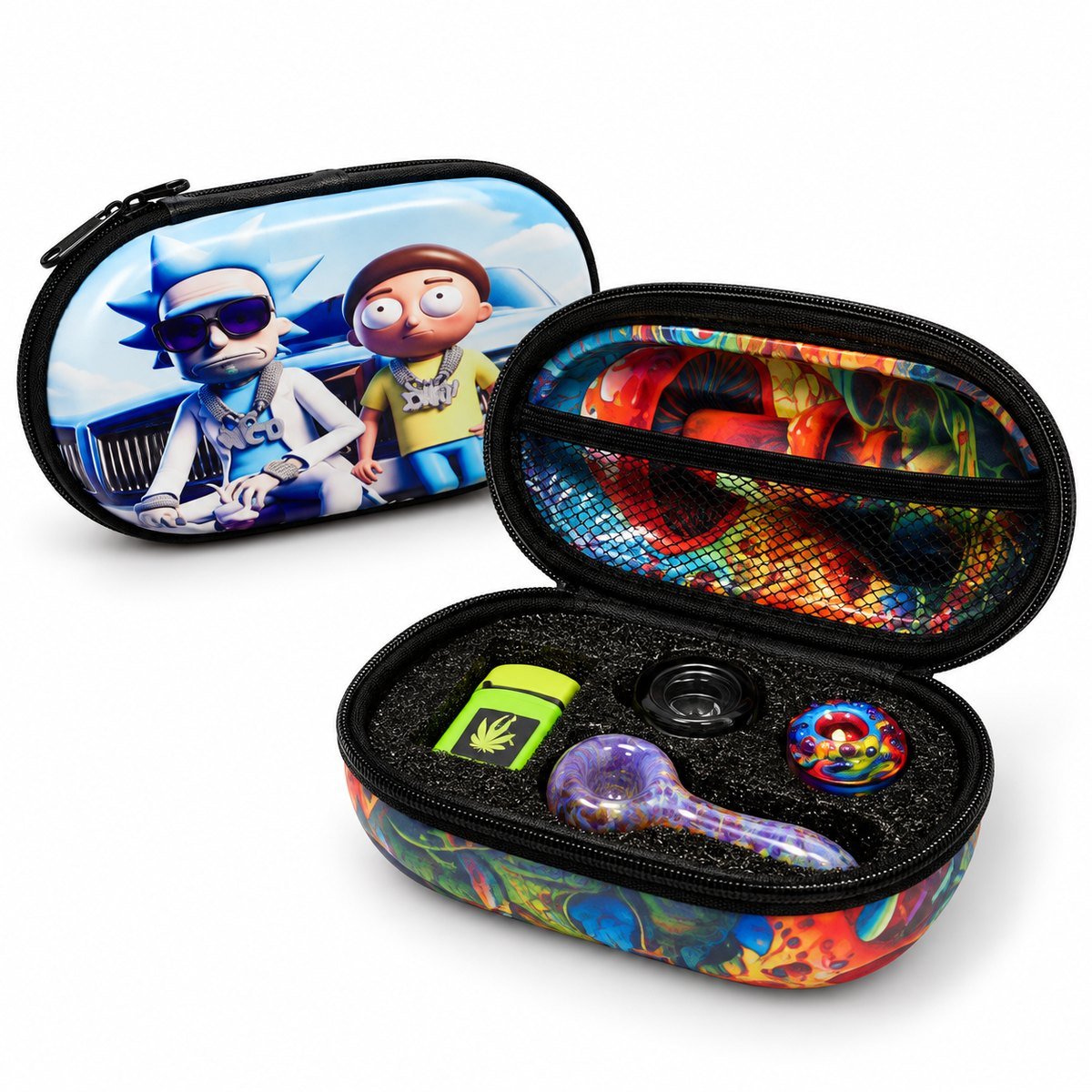 Glass Hand Pipe Kit- Hard Case, Assorted Designs