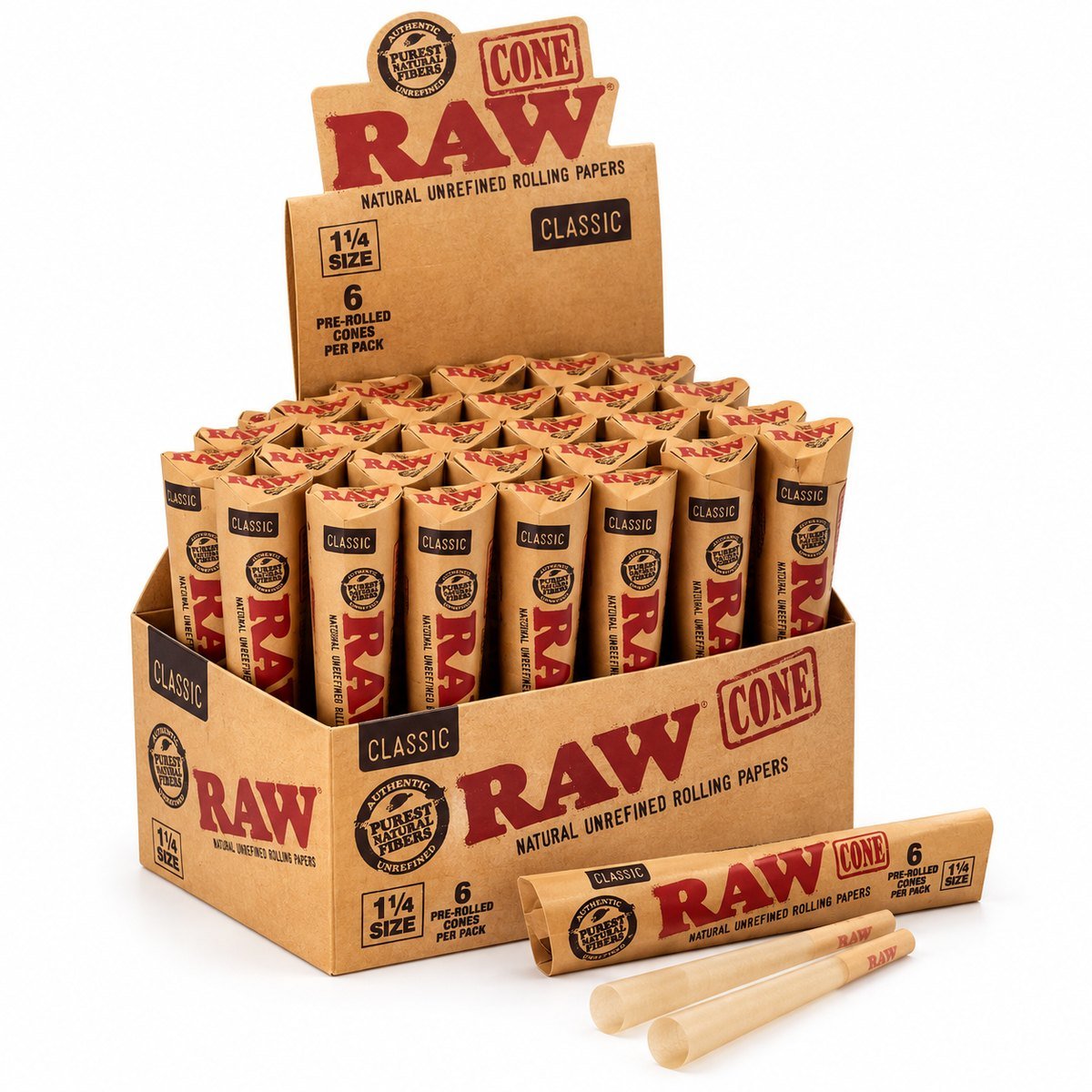 RAW Classic 1¼ Pre- Rolled Cones 6pk (Rolling Papers)