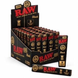 RAW Black King Size Pre-Rolled Cones 3pk (Rolling Papers)