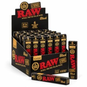 RAW Black 1¼ Pre- Rolled Cones 6pk (Rolling Papers)