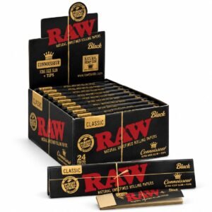 RAW Black Connoisseur King Size Slim Rolling Papers + Tips 32 Leaves / 32 Tips (Rolling Papers)