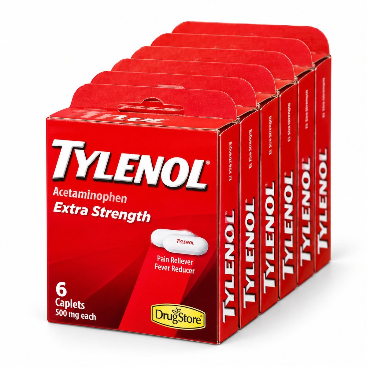 Tylenol Extra Strength 500MG Caplets 6CT (3 Pouches x 2 Caplets)