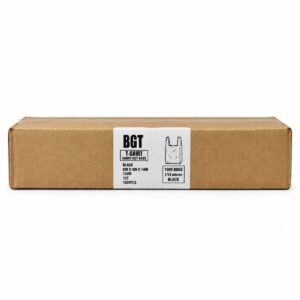 BGT T-Shirt Carry-Out Bags Black 8in x 4in x 14in 13um