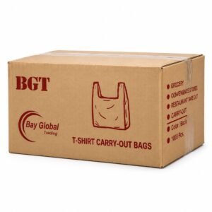 Bay Global T-Shirt Carry-Out Bags Black 11.2 x 6.3 x 21.3in