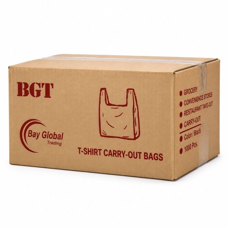 Bay Global T-Shirt Carry-Out Bags Black 11.2 x 6.3 x 21.3in