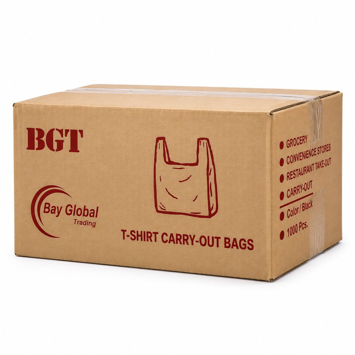 Bay Global T-Shirt Carry-Out Bags Black 11.2 x 6.3 x 21.3in