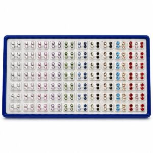 Cubic Zirconia Stud Earrings Display - Assorted Color Stones, Silver-Tone Setting