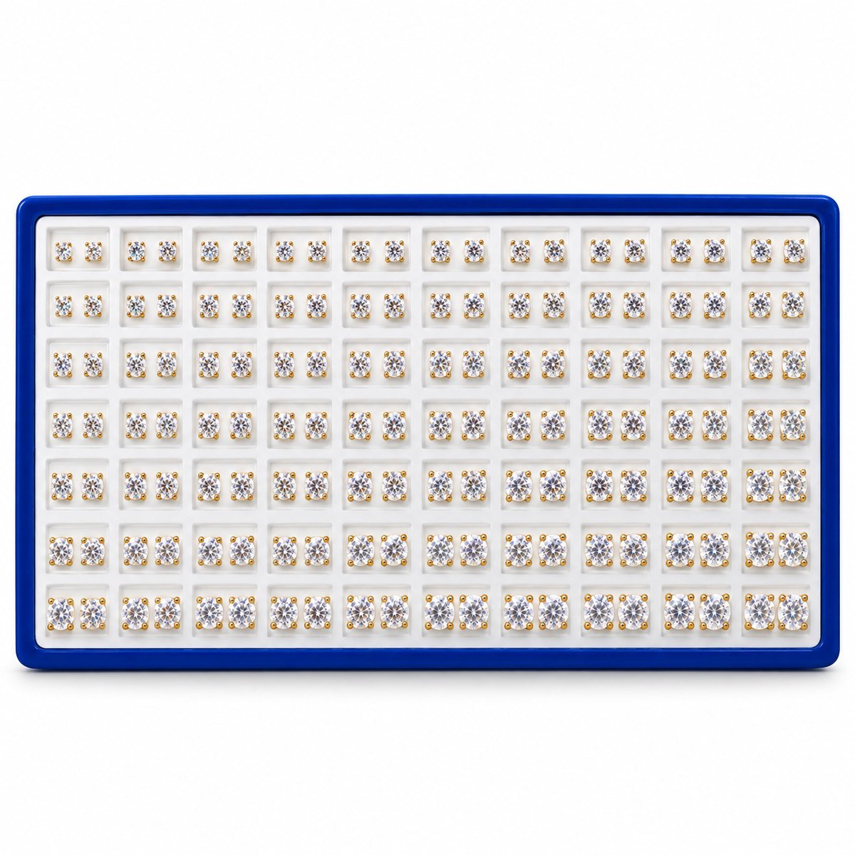 Cubic Zirconia Stud Earrings Display - Clear Stone, Gold-Tone Setting