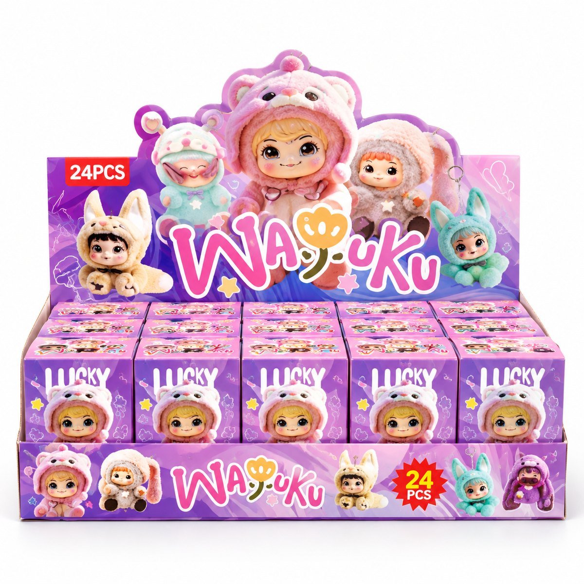 Wajuku Mini Doll Keychain Figures Display