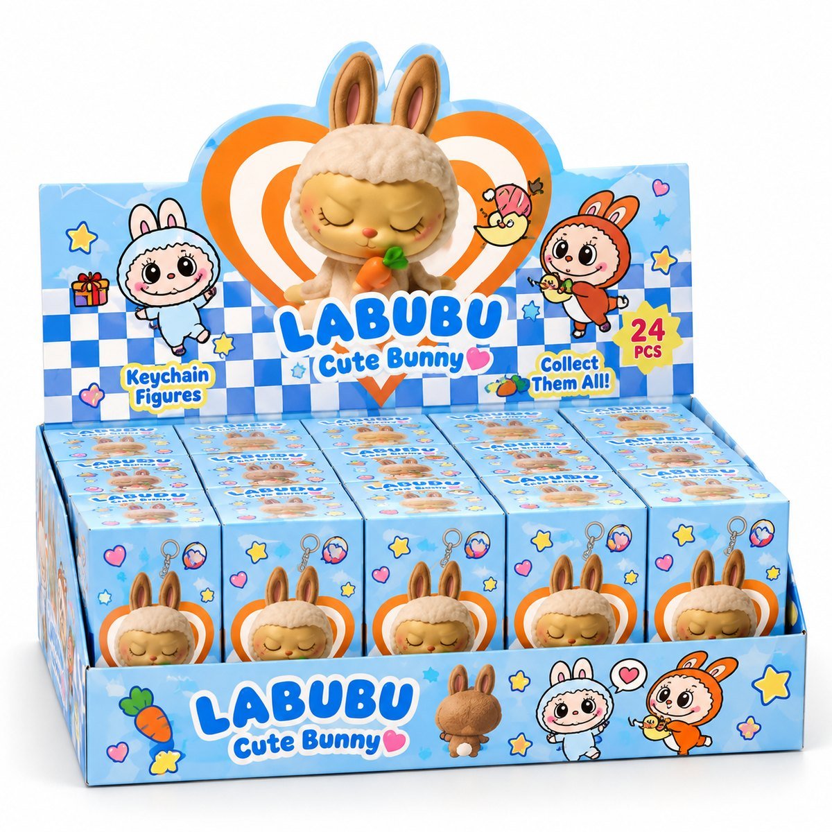 Labubu Cute Bunny Keychain Figures Display